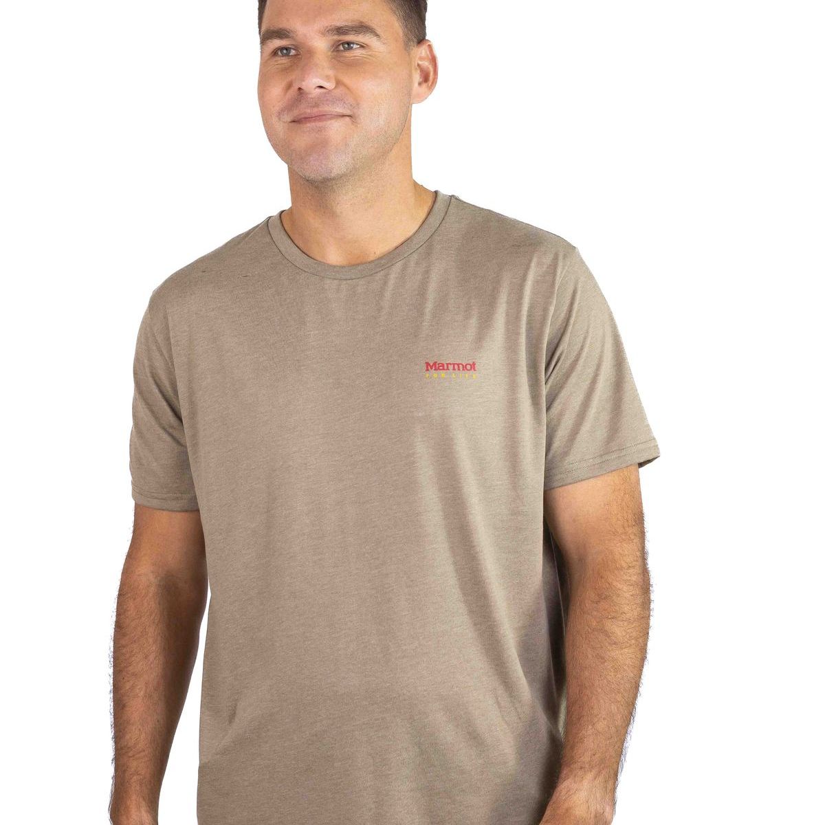 MARMOT - Polera Hombre Marmot For Life Chest Logo Tee Café