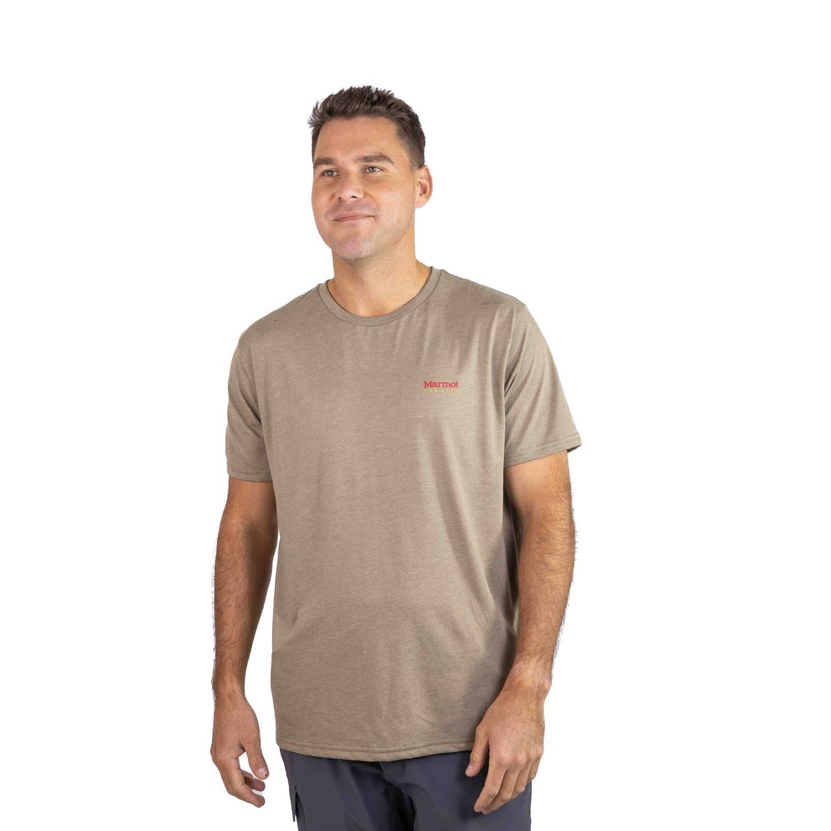 MARMOT - Polera Hombre Marmot For Life Chest Logo Tee Café