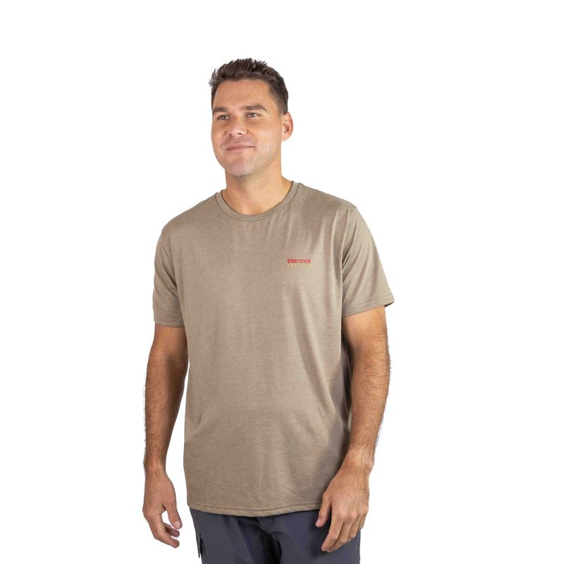 MARMOT - Polera Hombre For Life Chest Logo Tee Marrón Marmot