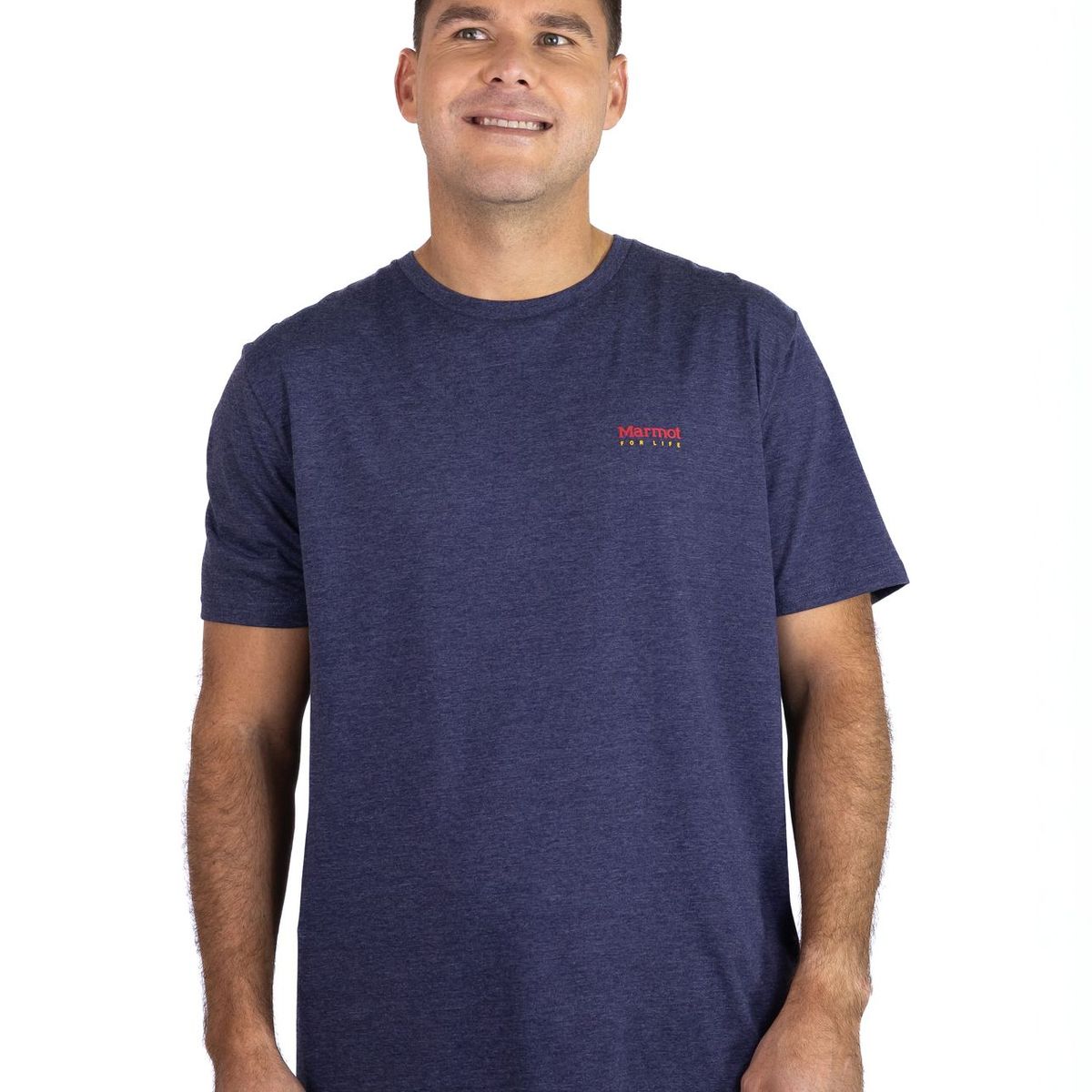 MARMOT - Polera Hombre Marmot For Life Chest Logo Tee Azul
