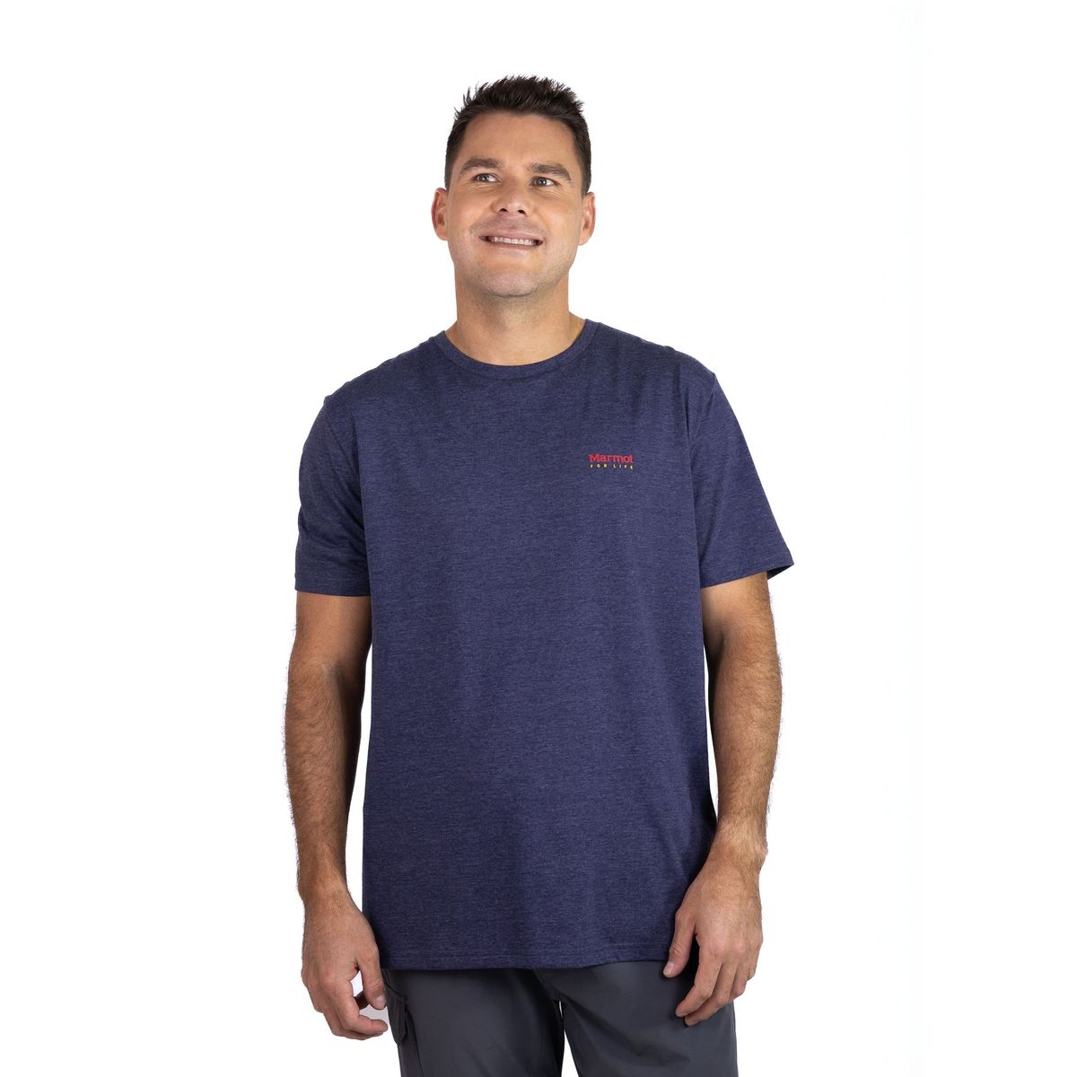 MARMOT - Polera Hombre Marmot For Life Chest Logo Tee Azul