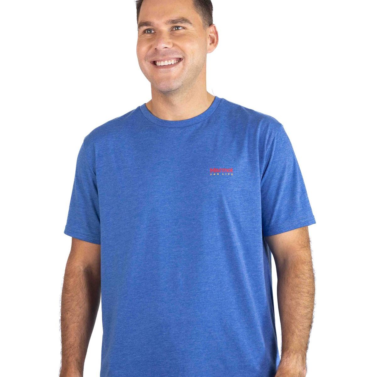 MARMOT - Polera Hombre Marmot For Life Chest Logo Tee Azul