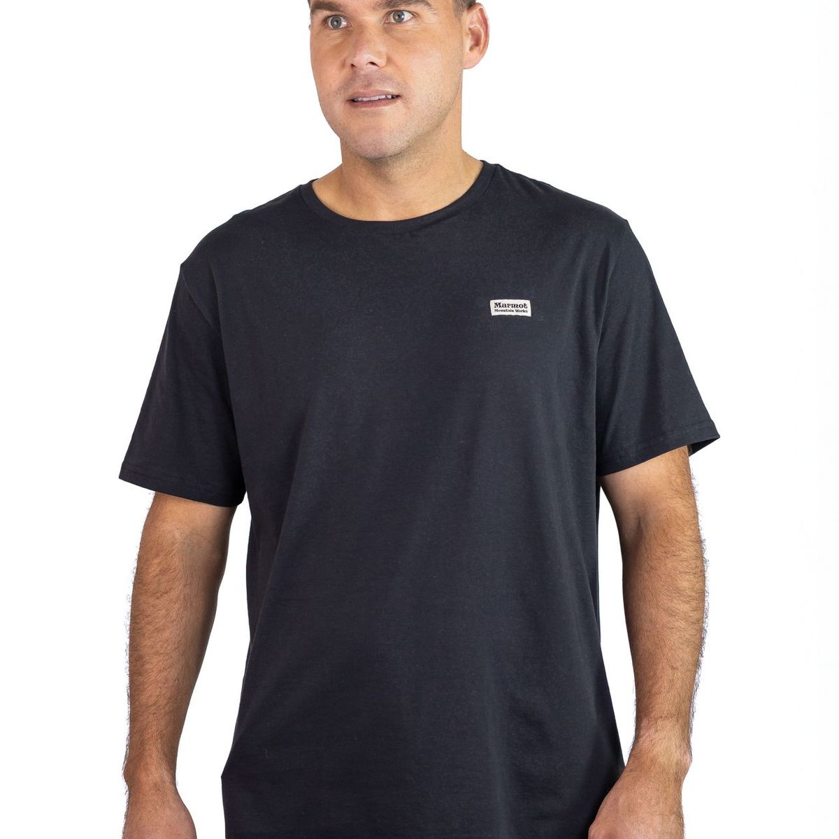 MARMOT - Polera Hombre Chest Vintage Label Tee Negro Marmot