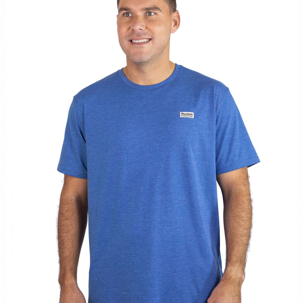 MARMOT - Polera Hombre Marmot Chest Vintage Label Azul V25