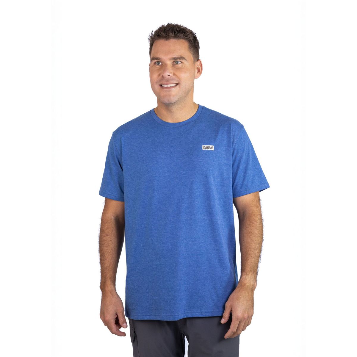 MARMOT - Polera Hombre Marmot Chest Vintage Label Azul V25