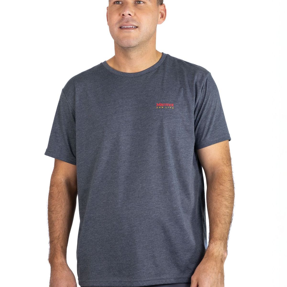 MARMOT - Polera Hombre For Life Chest Logo Tee Gris Marmot