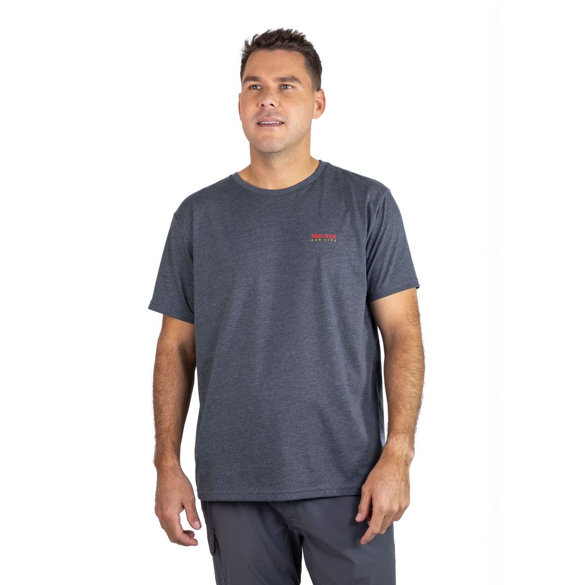 MARMOT - Polera Hombre For Life Chest Logo Tee Gris Marmot