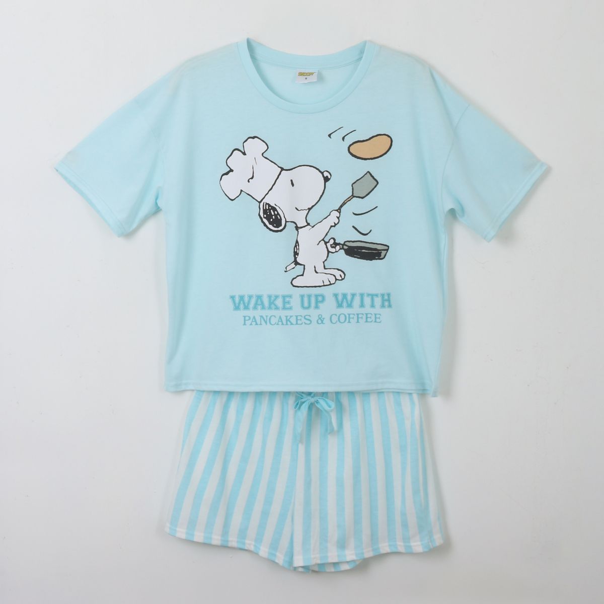 SNOOPY - Pijama Manga Corta Mujer Celeste Cocinando Snoopy