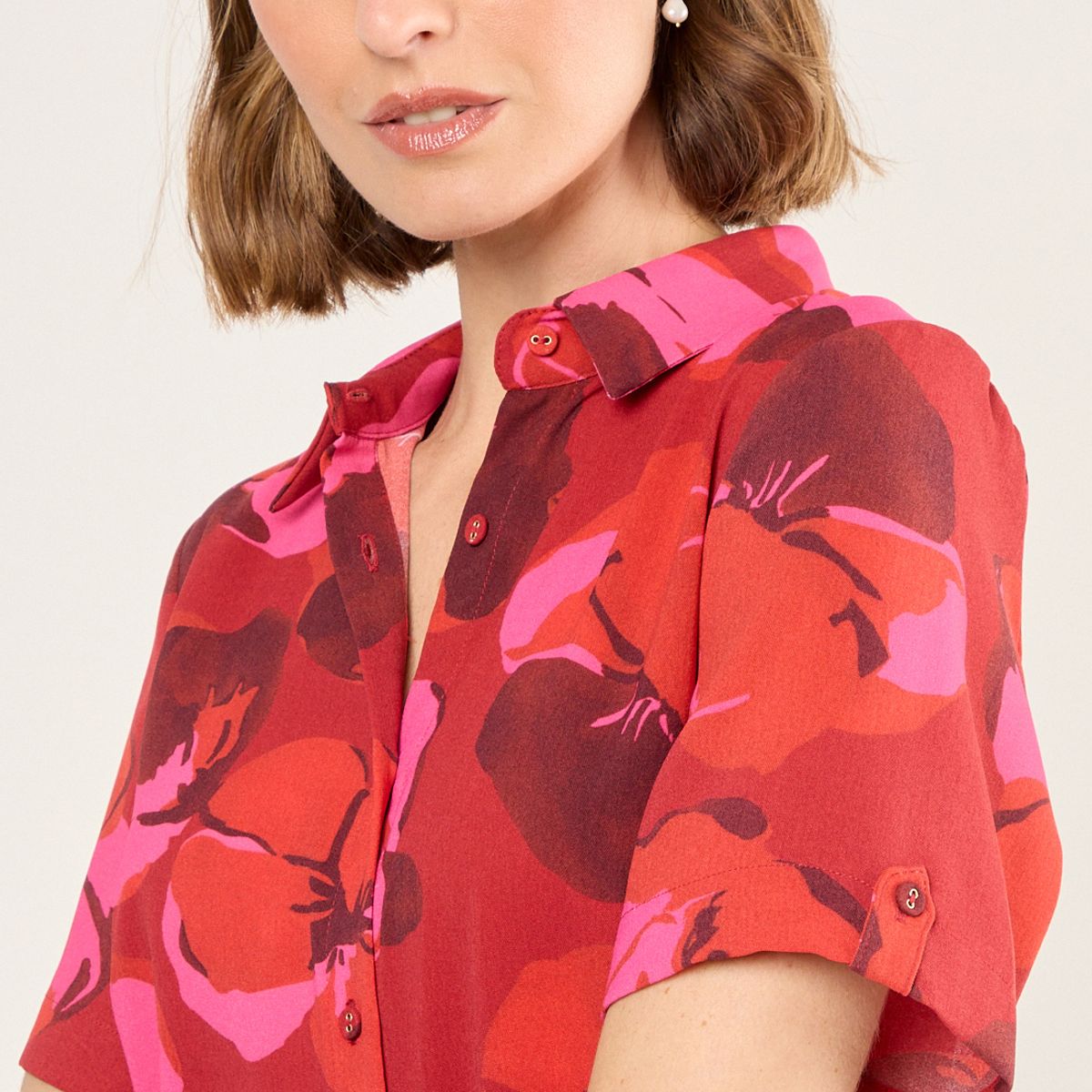 MA GRIFFE - Blusa Estampada Camisera Mujer Rojo Magriffe