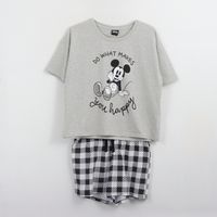Pijama Manga Corta Mujer Gris Happy Mickey