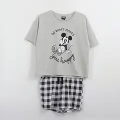 DISNEY - Pijama Manga Corta Mujer Gris Happy Mickey