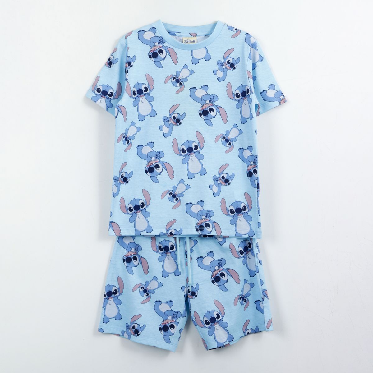 DISNEY - Pijama Manga Corta Niño Celeste Print Lilo & Stitch Disney