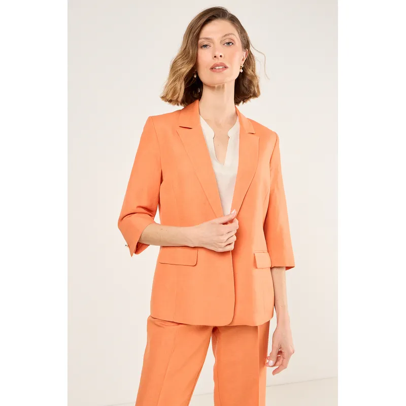 MA GRIFFE - Blazer De Lino Mujer Naranjo Magriffe