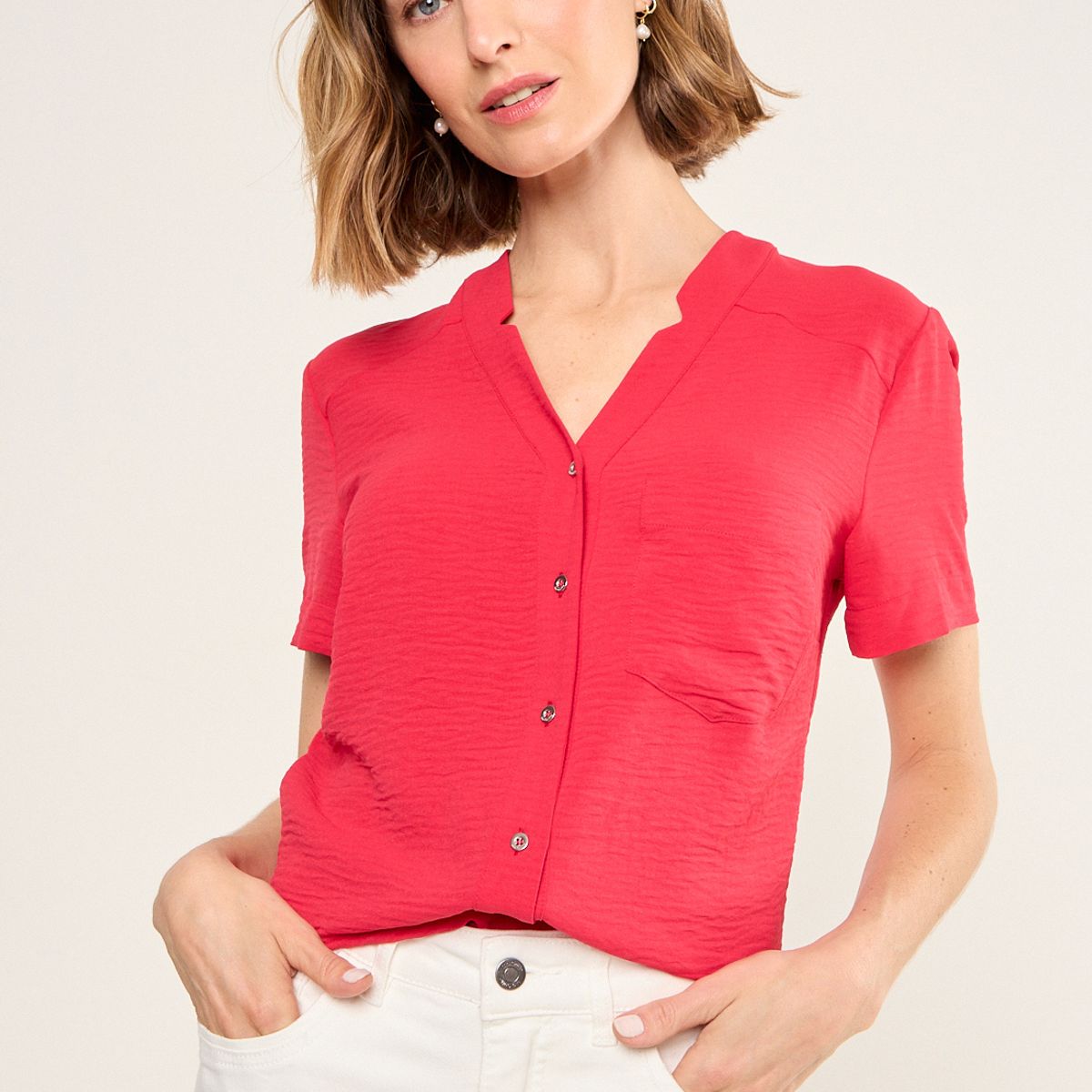 MA GRIFFE - Blusa Lisa Mujer Rojo Magriffe