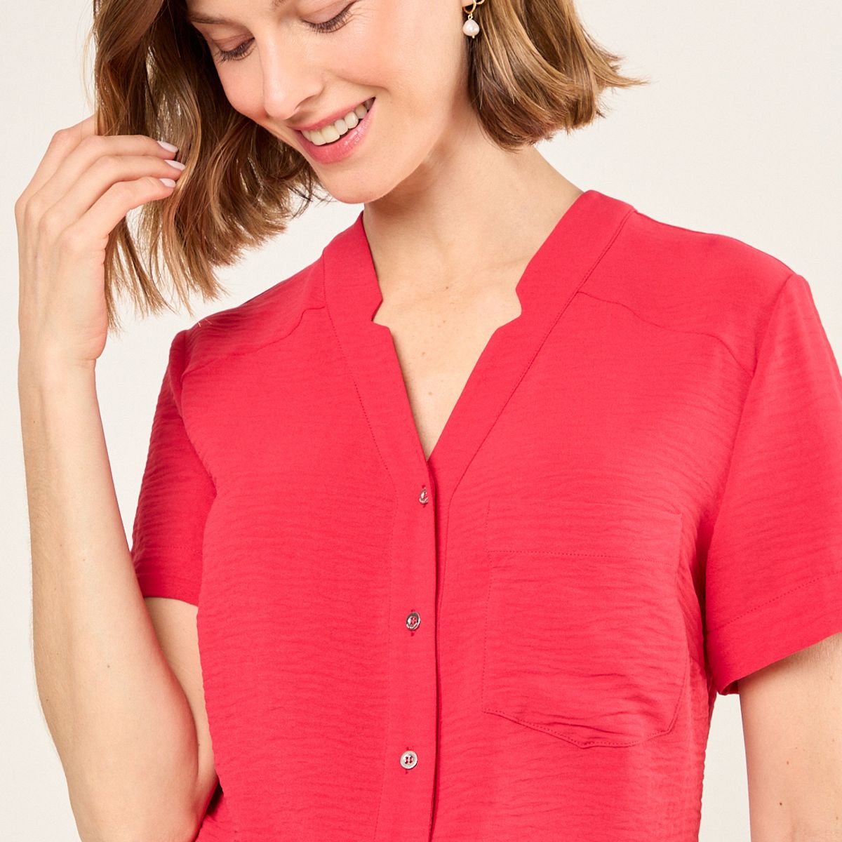 MA GRIFFE - Blusa Lisa Mujer Rojo Magriffe