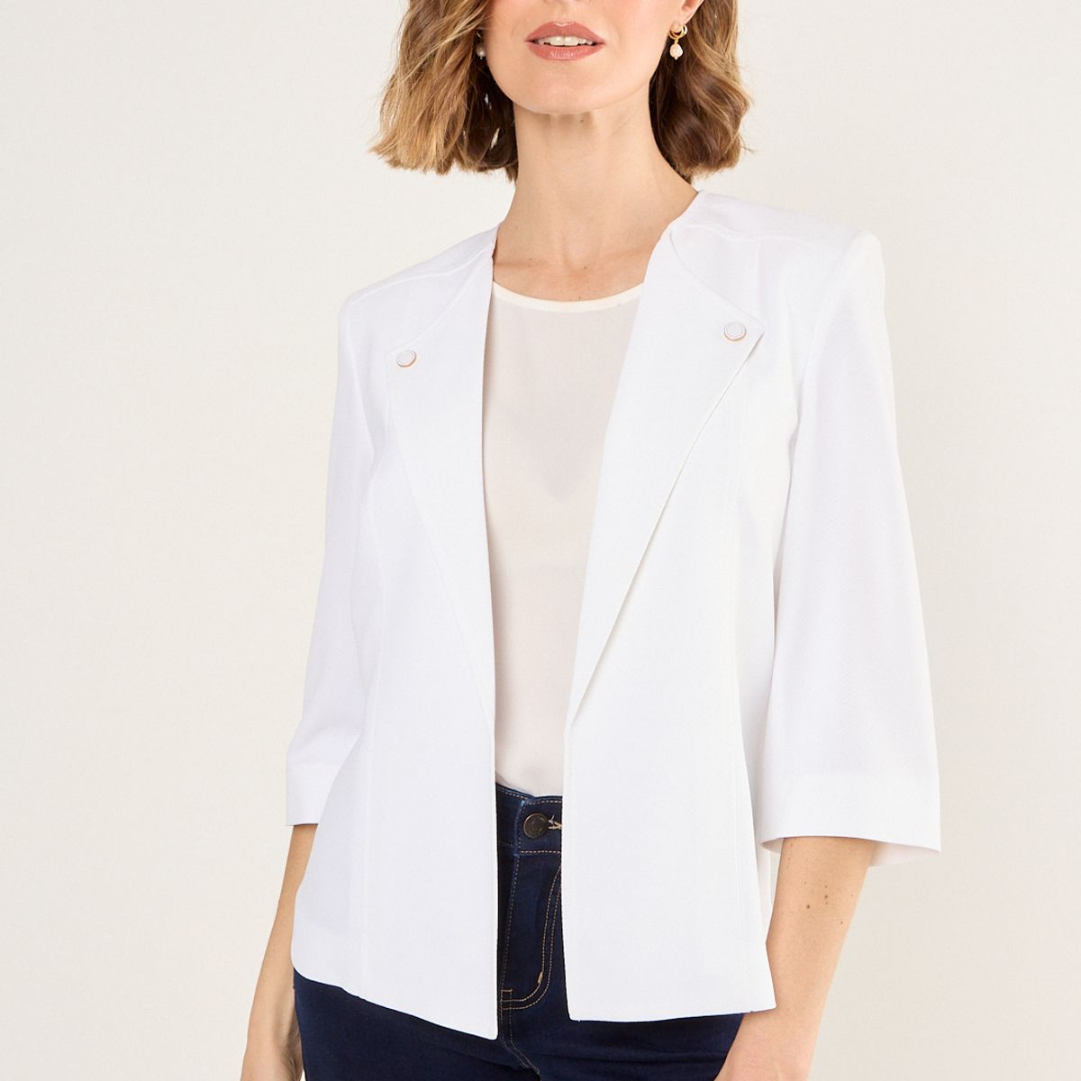 MA GRIFFE - Blazer Liso Mujer Blanco Magriffe