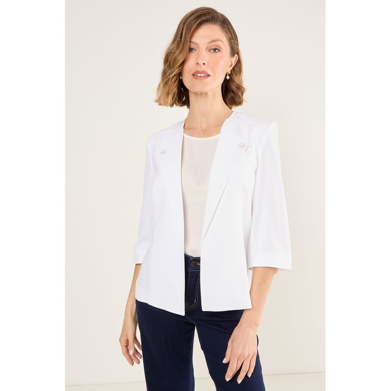 MA GRIFFE - Blazer Liso Mujer Blanco Magriffe