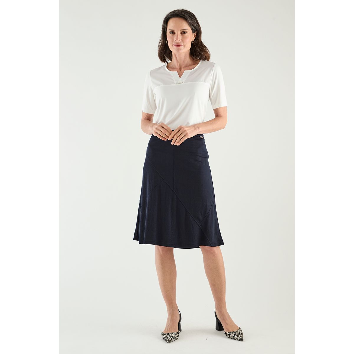 MA GRIFFE - Falda Larga Azul Marino Mujer Magriffe