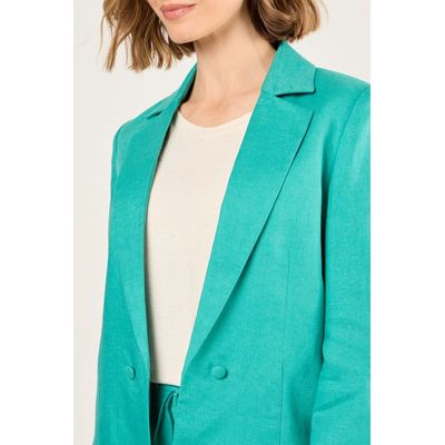 Imagen 2 del producto Blazer De Lino Corto Mujer Verde Magriffe
