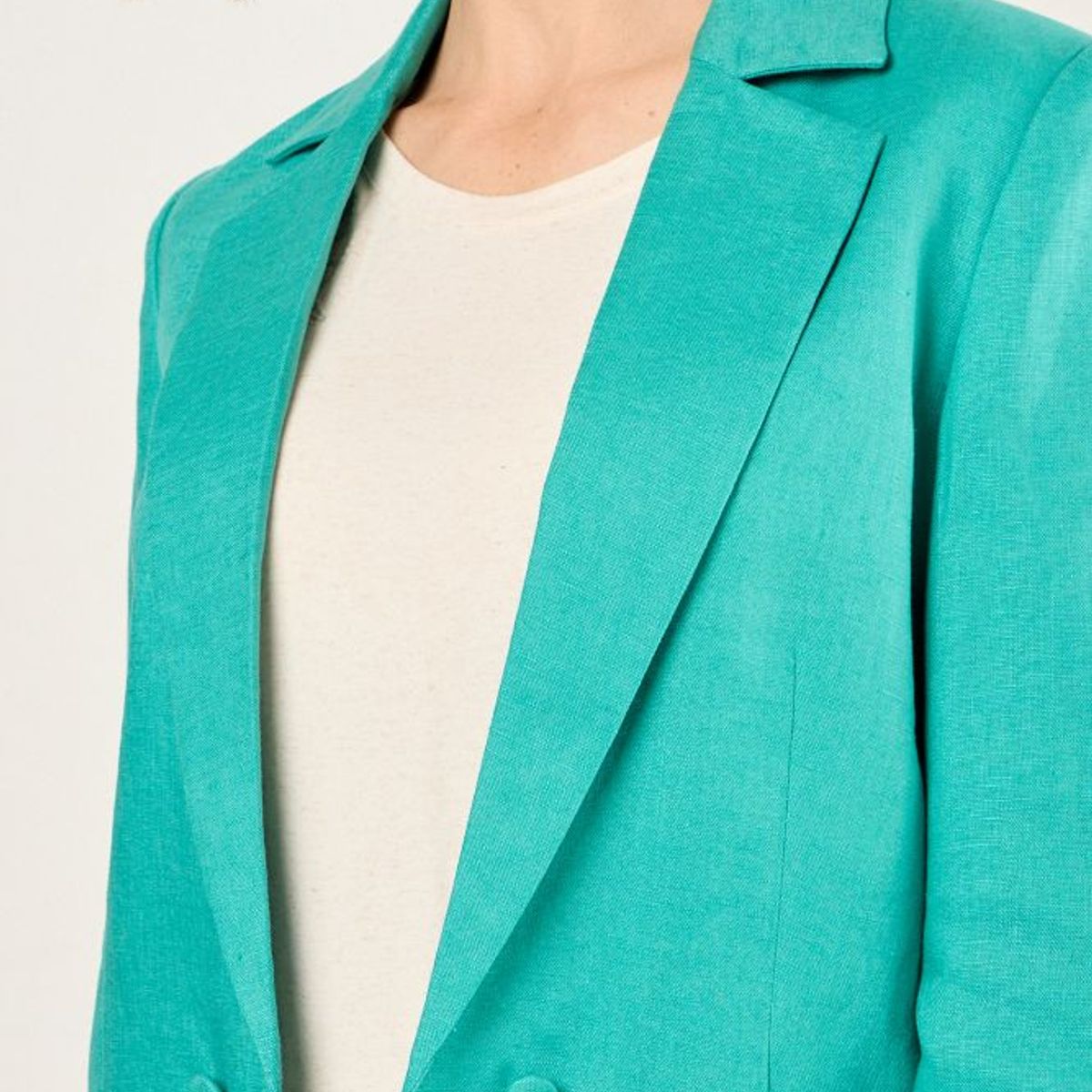 MA GRIFFE - Blazer De Lino Corto Mujer Verde Magriffe