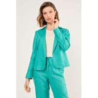 Blazer De Lino Corto Mujer Verde Magriffe