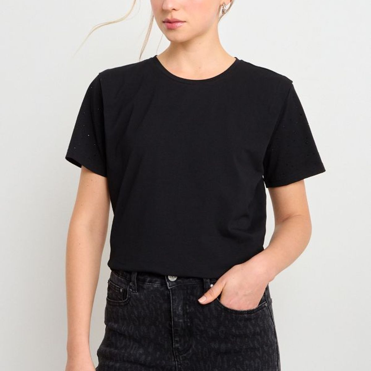 ASH - Polera Manga Corta Mujer Negro Ash