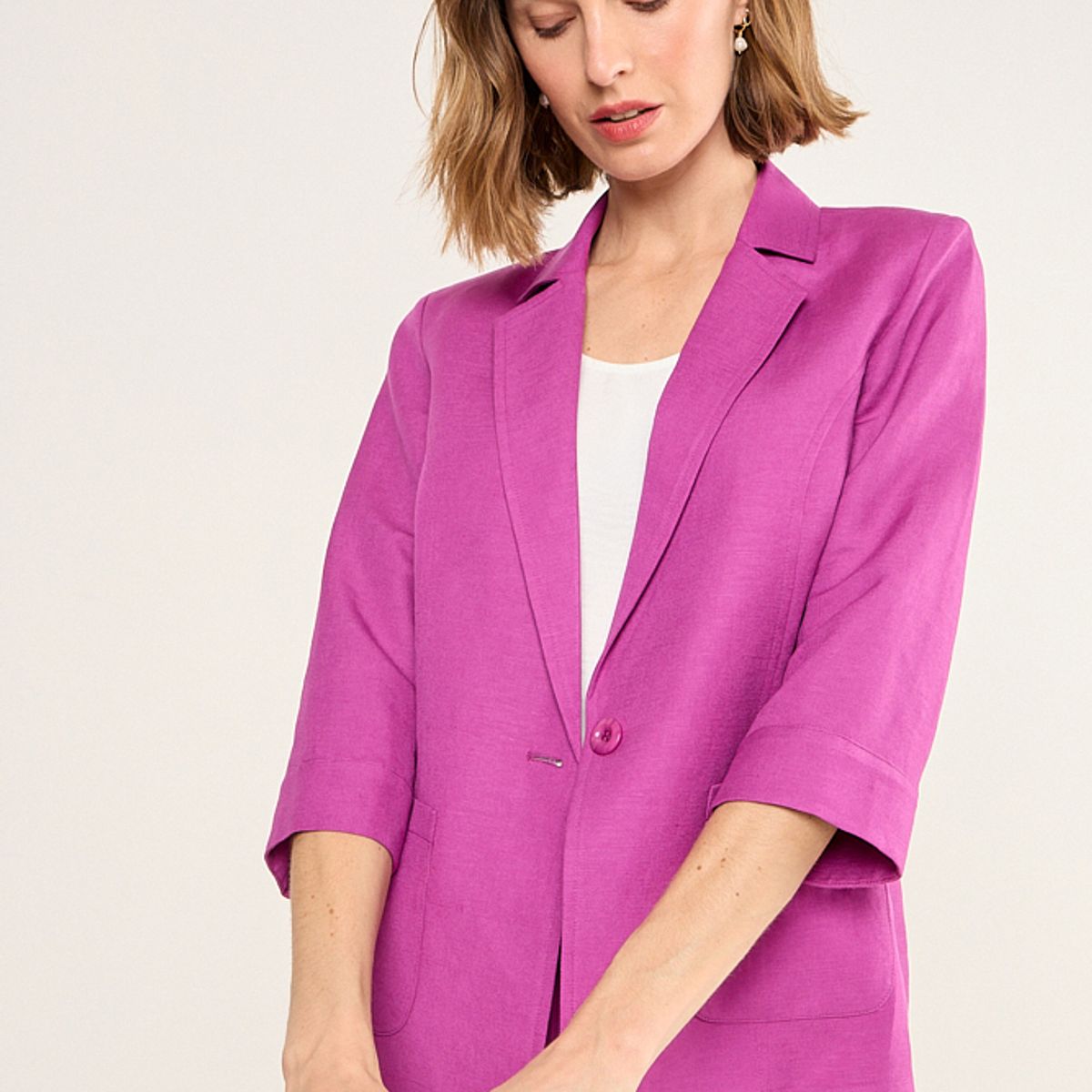 MA GRIFFE - Blazer Liso Mujer Violeta Magriffe