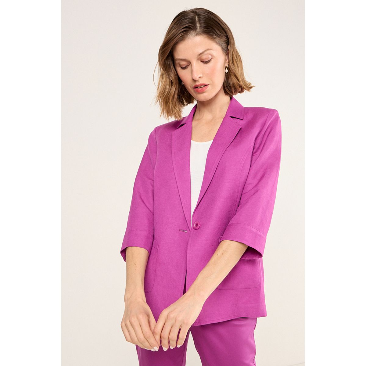 MA GRIFFE - Blazer Liso Mujer Violeta Magriffe