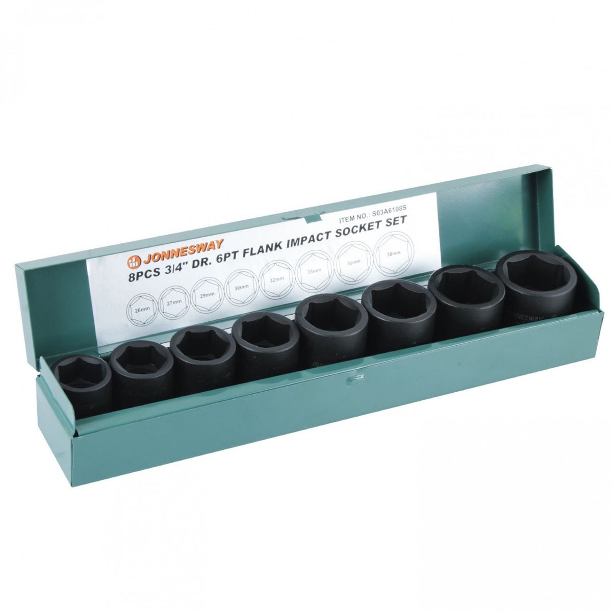 JONNESWAY - Caja de dados de impacto 3/4" 8 piezas s03a6108