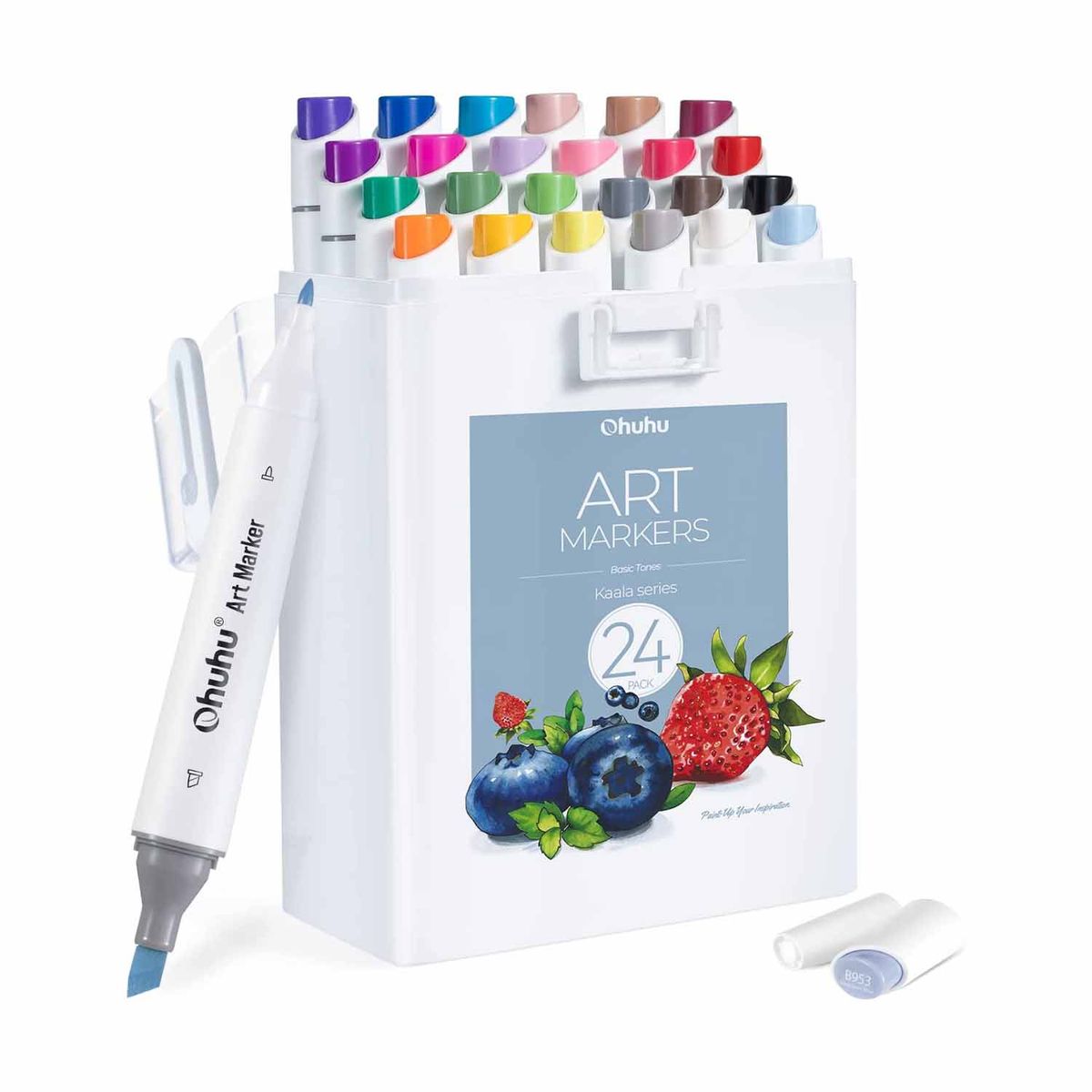 OHUHU - Ohuhu 24 Marcadores Alcohol Basicos Fina & Biselada Delgada