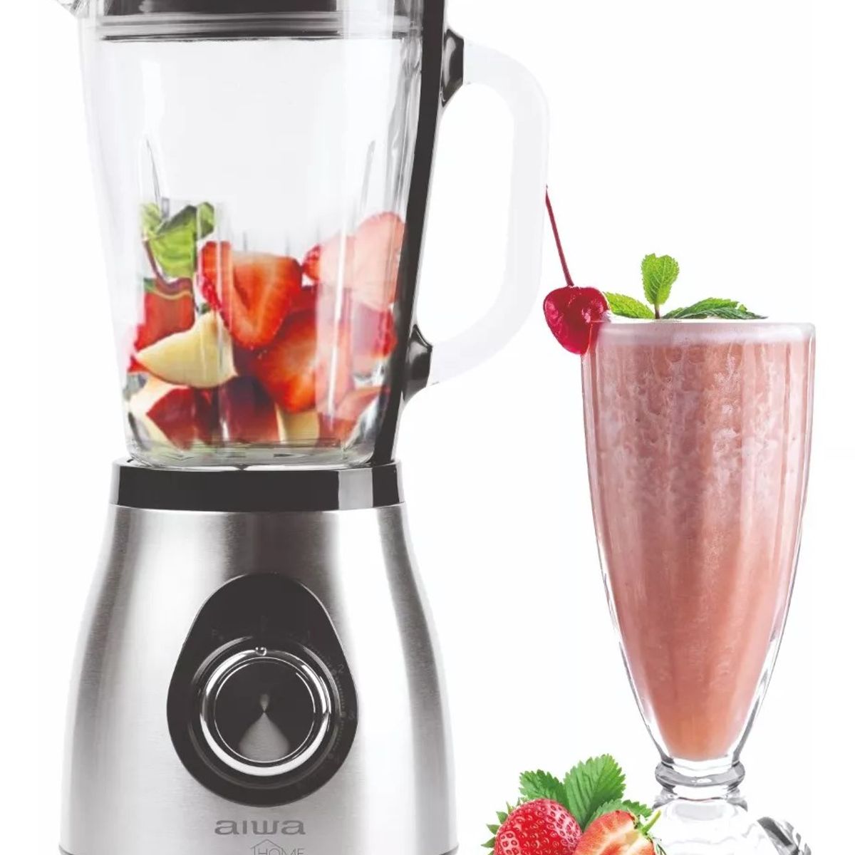 AIWA - Aiwa Licuadora 5 Velocidades Con Vaso De Vidrio Acero Inox.