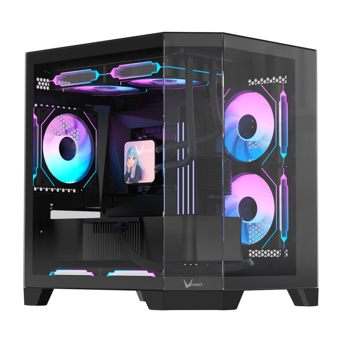 GENERICO - Gabinete Formula Crystal Z6M FLOE Black m-ATX, m-ITX