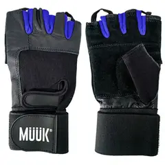 MUUK - Guantes Gym Cuero Entrenamiento Pesas Fitness Muñequera Reforzada