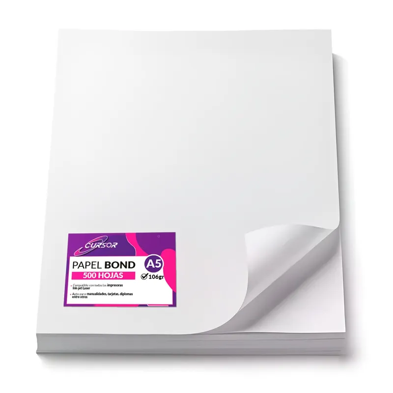 CURSOR - PAPEL BOND 106G A5 500H CURSOR-A - Blanco