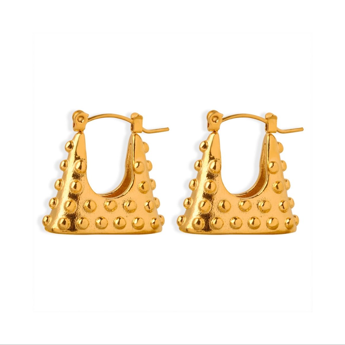 LUX JOYAS - Aros Baño Oro Amarillo 18k Bote Trapec Puntitos