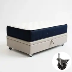 BLOCCARE - Cama Baul 1.5 Plaza L200 + Colchon CIC PREMIUM /Ruedas PYTON (Beige)