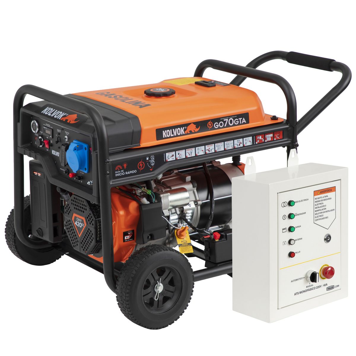 Kit Generador eléctrico a gasolina 6500 W + ATS, marca KOLVOK - Foto Principal