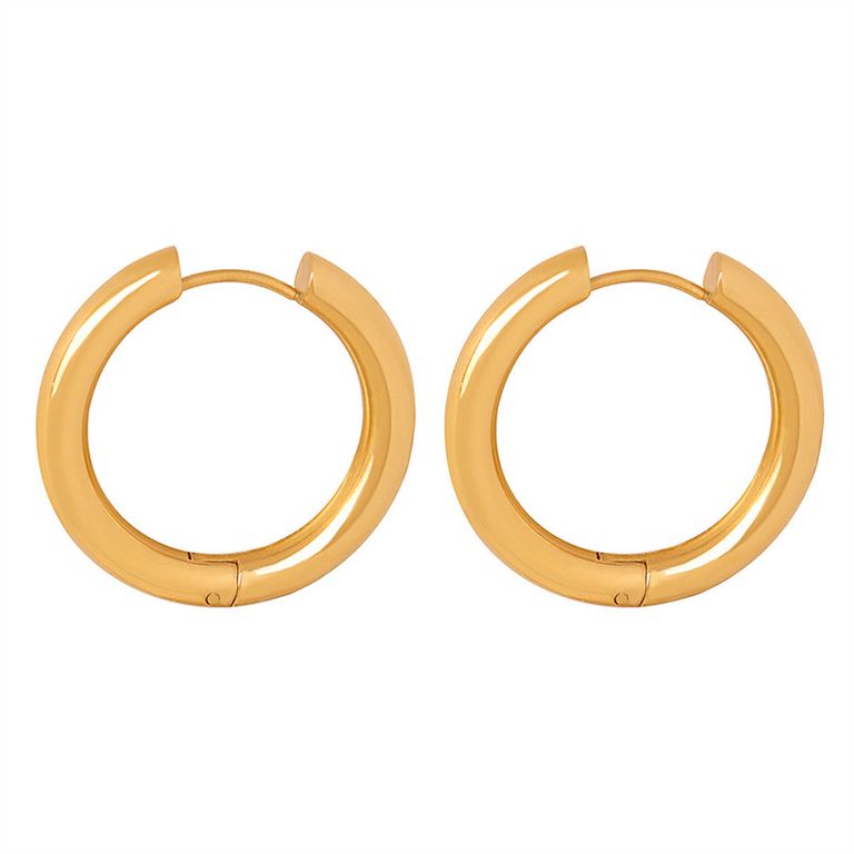 Aros Bano Oro Amarillo 18k Argollas Tubo Gru L Dorado TALLA UNICA