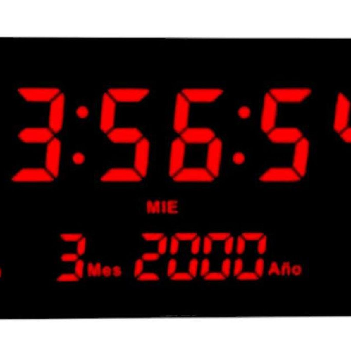 GEN - Reloj Digital Luz Led Pared Mural Iluminado Numeros Rojos - Negro