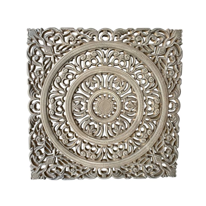 GENERICO - Cuadro de Mandala Decorativo de Madera tallado en relieve