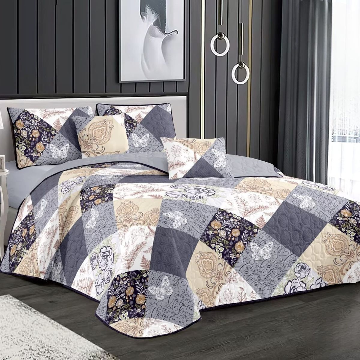GENERICO - Quilt de Verano 2 plazas con Diseño TFCC640 Gris