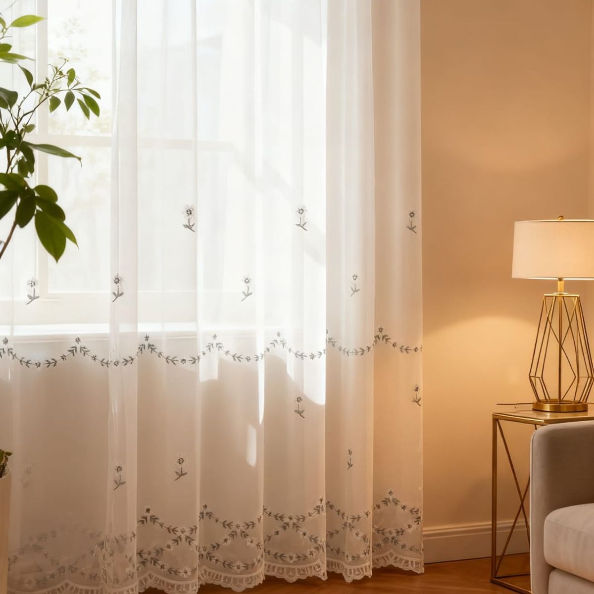 GENERICO - visillos bordados diseño 2 paños