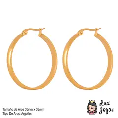 LUX JOYAS - Aros Baño Oro Amarillo 18k Argollas Inglés