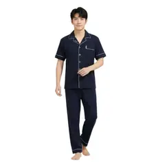 MEDIA LUNA - Pijama de Hombre Camisa y Pantalòn Largo Fresco y Còmodo