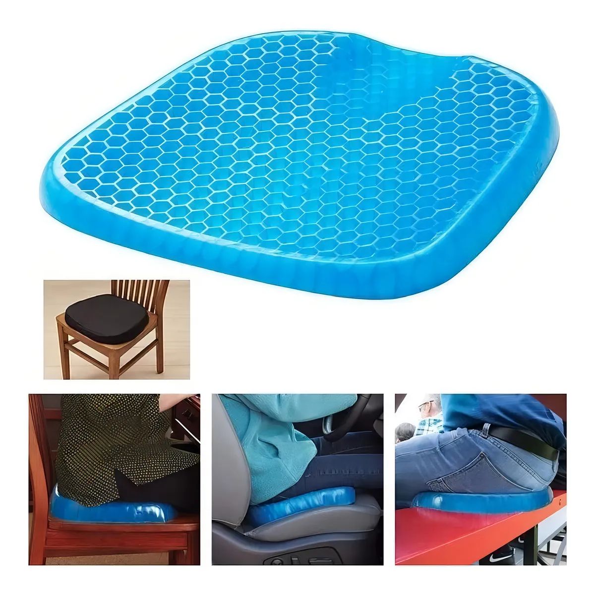 GENERICO - Pack X2 Cojin De Gel Cojin Silla Cojín Lumbar Con Funda Antideslizante