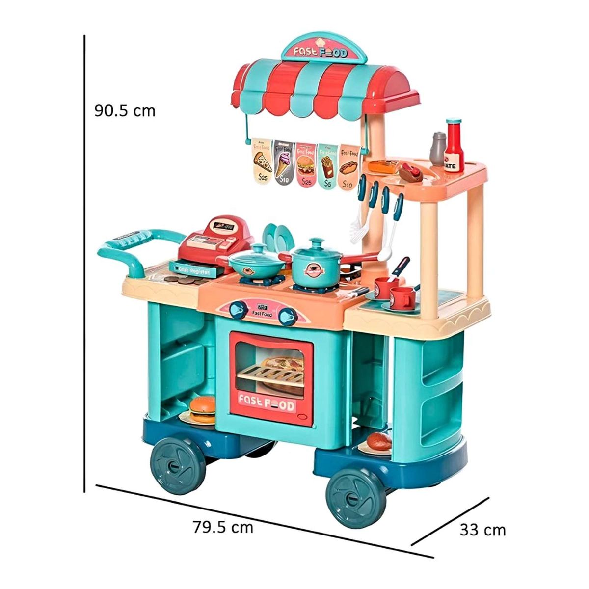 GENERICO - JUEGO CARRITO DE COMIDA RAPIDA FAST FOOD
