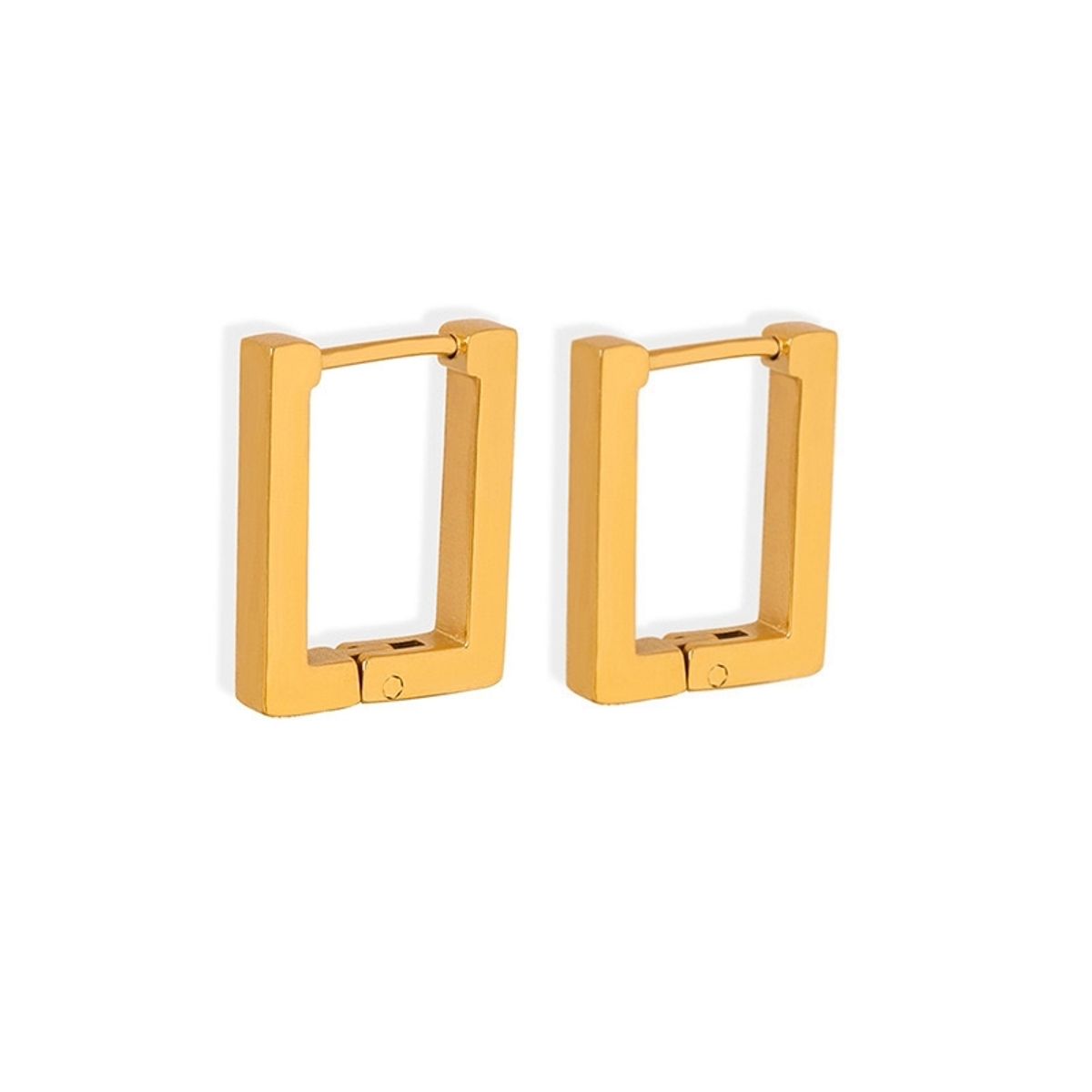 LUX JOYAS - Aros Baño Oro Amarillo 18k Argollas Rect Liso M