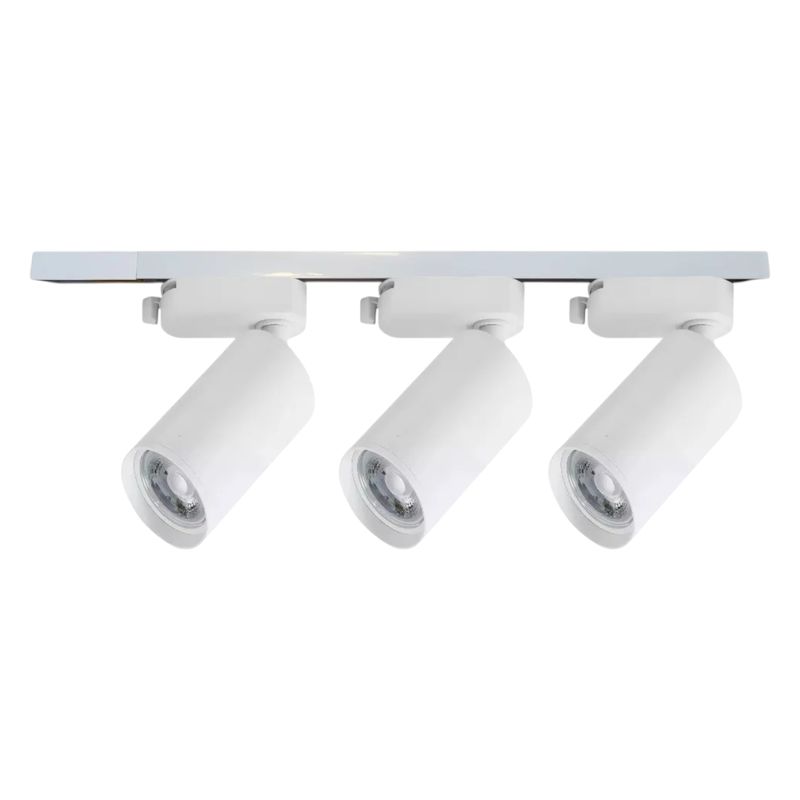 MEGABRIGHT - Lámpara 3 Focos Blancos Luz Neutra con Riel Monofásico de 50cm