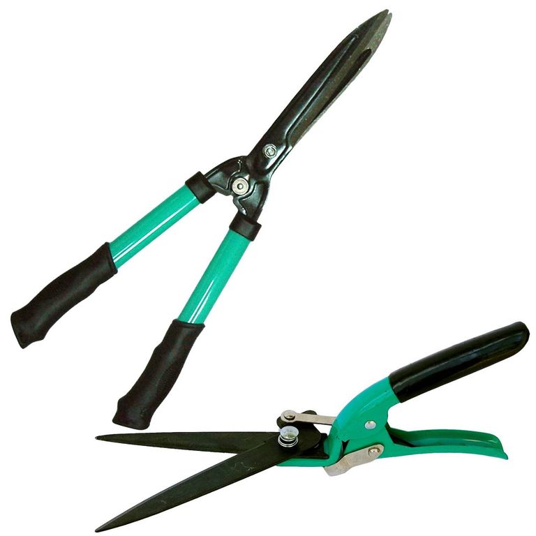 Set Tijera Corta Pasto Y Arbustos + Tijera Mano Corta Pasto