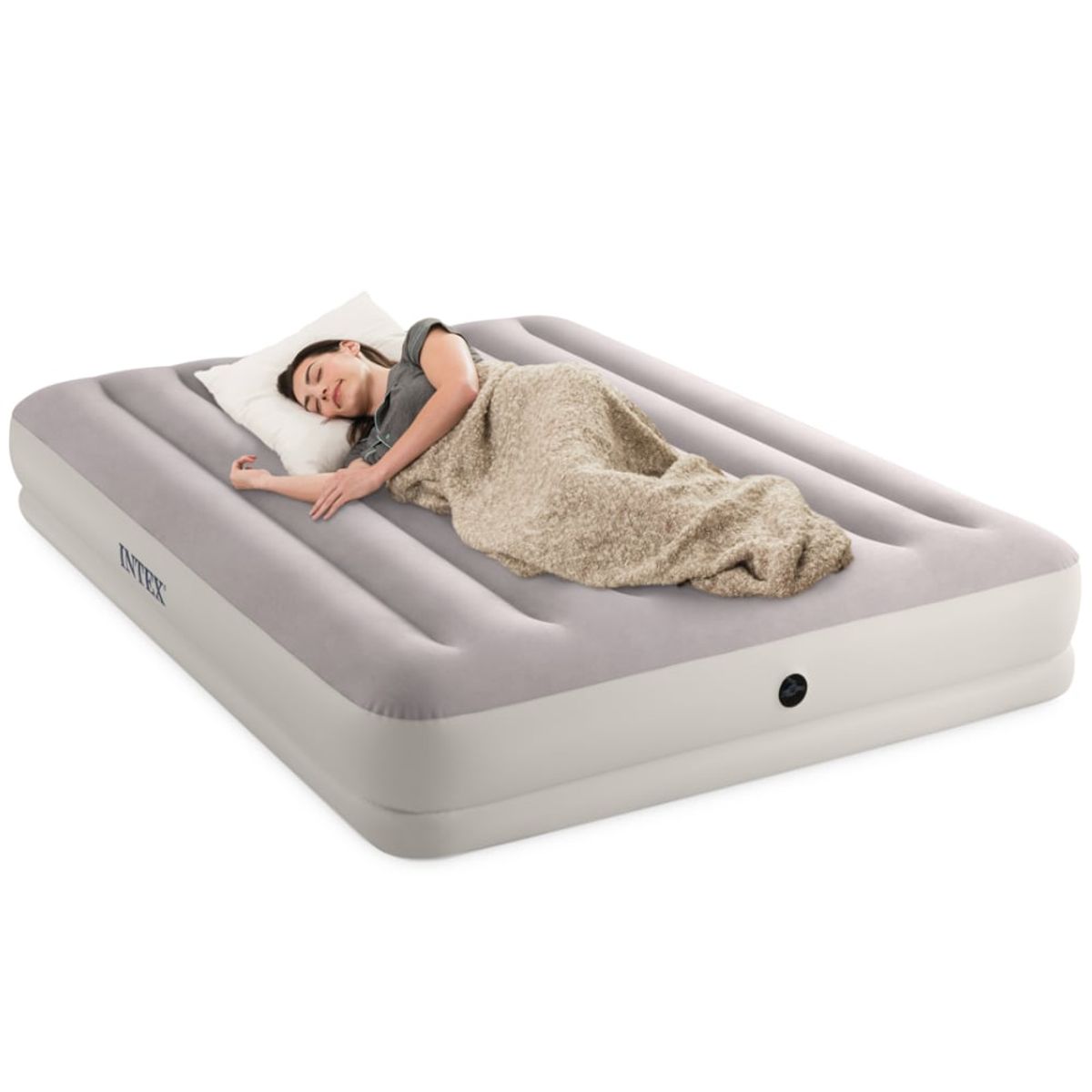 INTEX - Colchón Inflable INTEX 2 Plazas Prestige Mid-Rise con Inflador USB